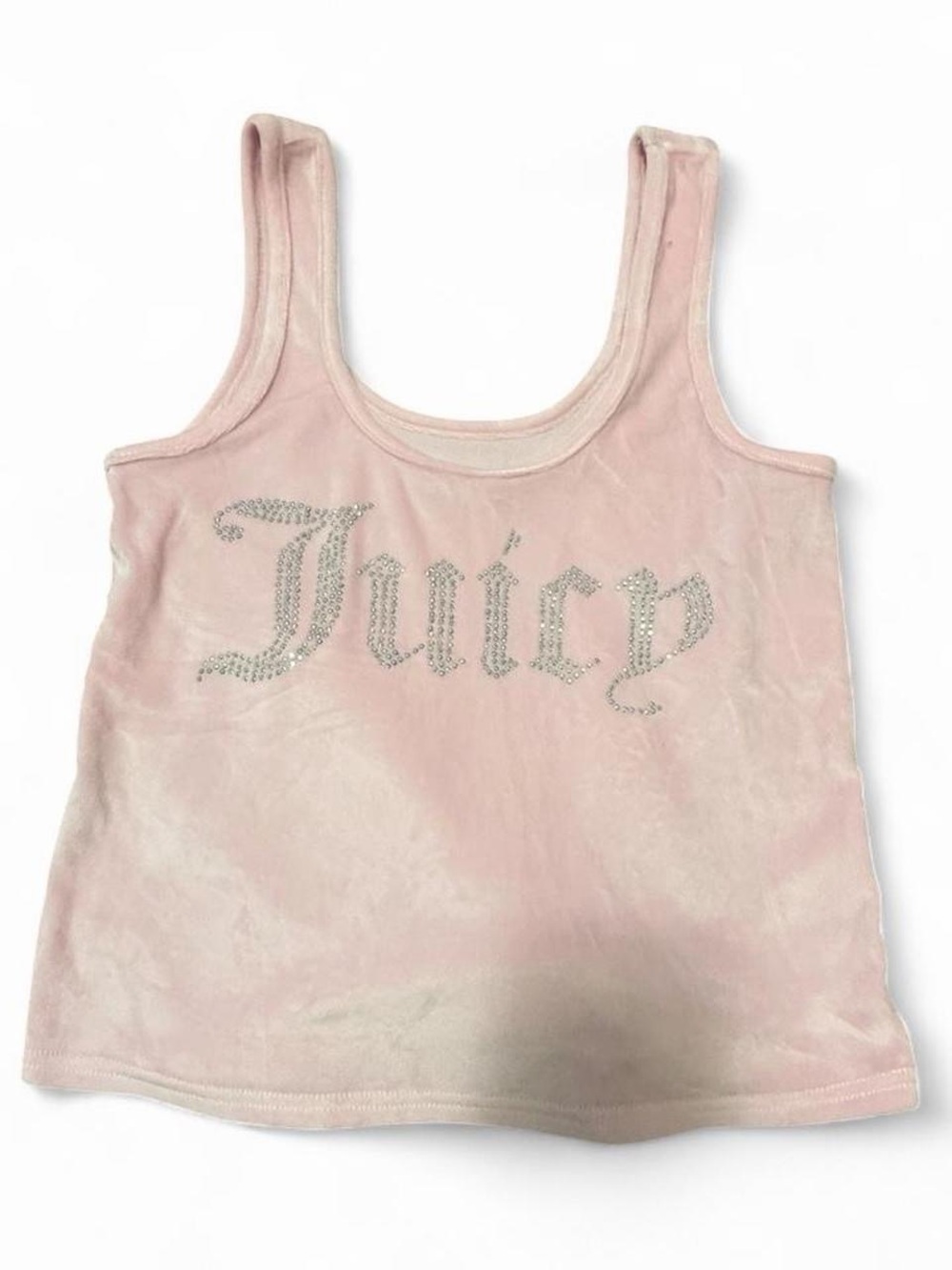 Juicy Couture Girls' Pink Velour Tank Top with Rhinestone Logo